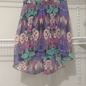 Maurices Neon Floral High-Low Skirt